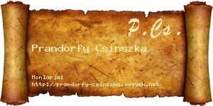 Prandorfy Csinszka névjegykártya